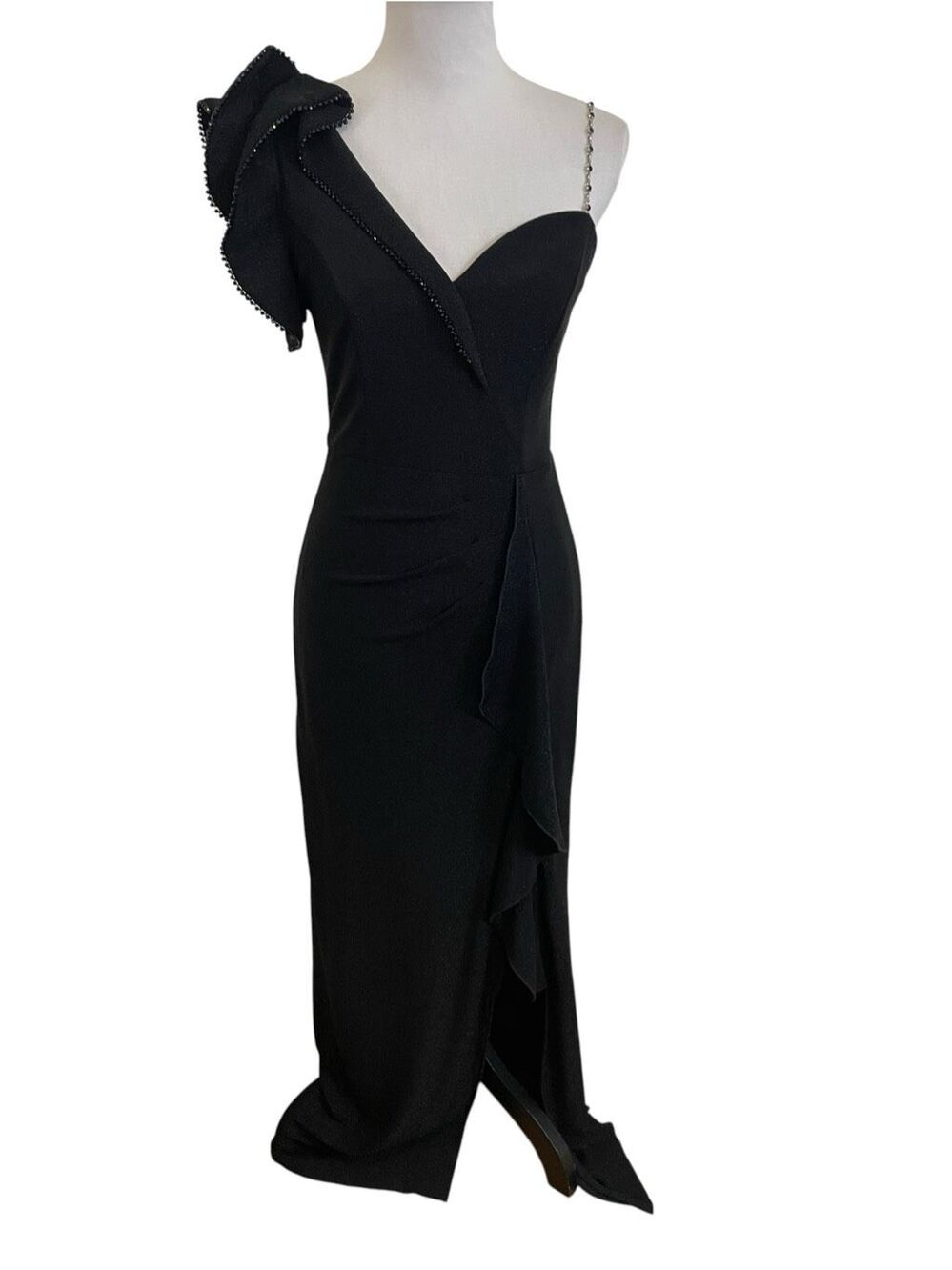 VFSHOW Womens Ruffle One Shoulder Wedding Formal Prom Evening Maxi Dress Sparkly